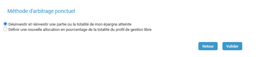 choisir le type d'opération