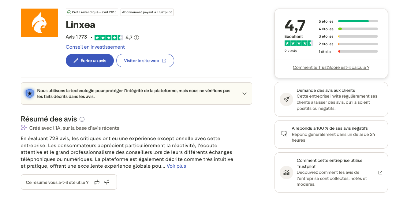 avis clients linxea spirit 2